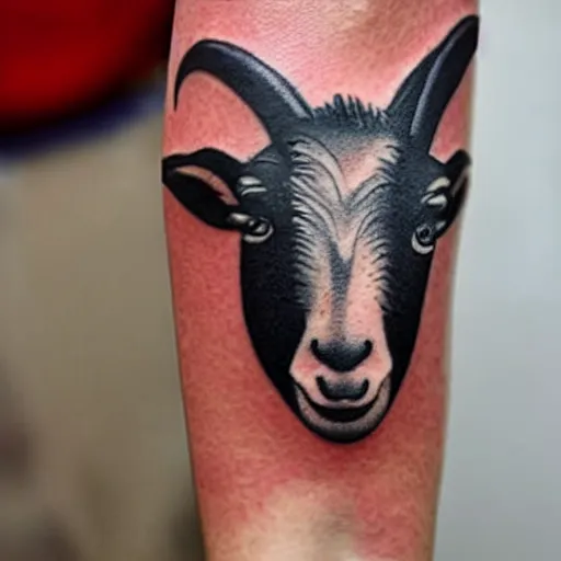 Image similar to a tattoo of billy the Disney goat with a churro in their mouth