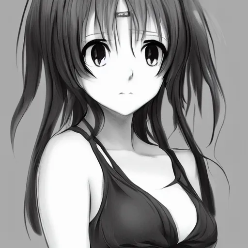 Image similar to bust portrait of a pretty young anime woman, drawn by WLOP, black and white anime manga panel, trending on artstation