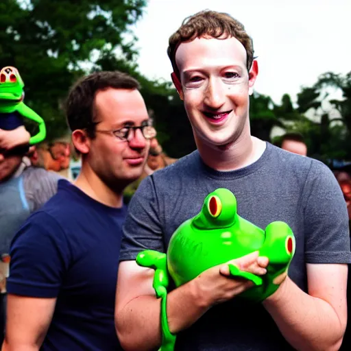 Image similar to mark zuckerberg holding a frog