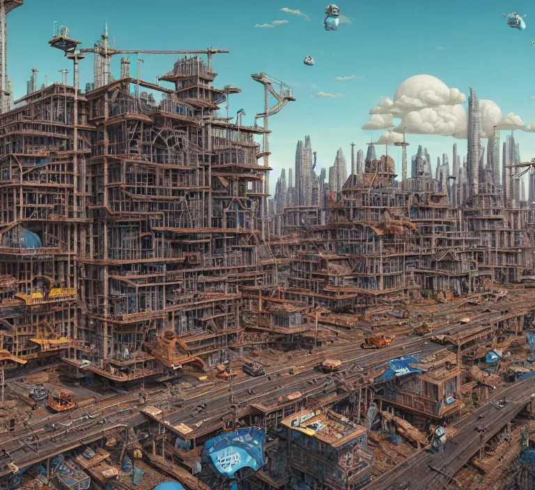 Image similar to hyperrealism photography hyperrealism concept art of highly detailed beavers builders that building highly detailed futuristic city by wes anderson and hasui kawase and scott listfield sci - fi style hyperrealism rendered in blender and octane render