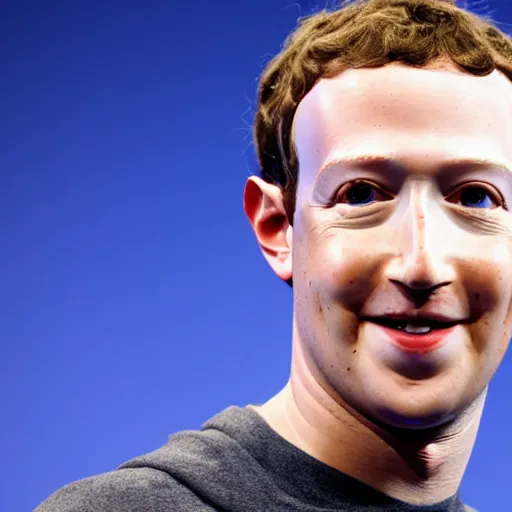 Prompt: Mark zuckerberg's head on the body of a robot, blue background