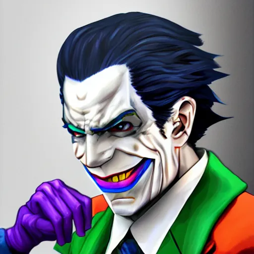 Image similar to Phoenix Wright as the Joker, highly detailed, trending on artstation