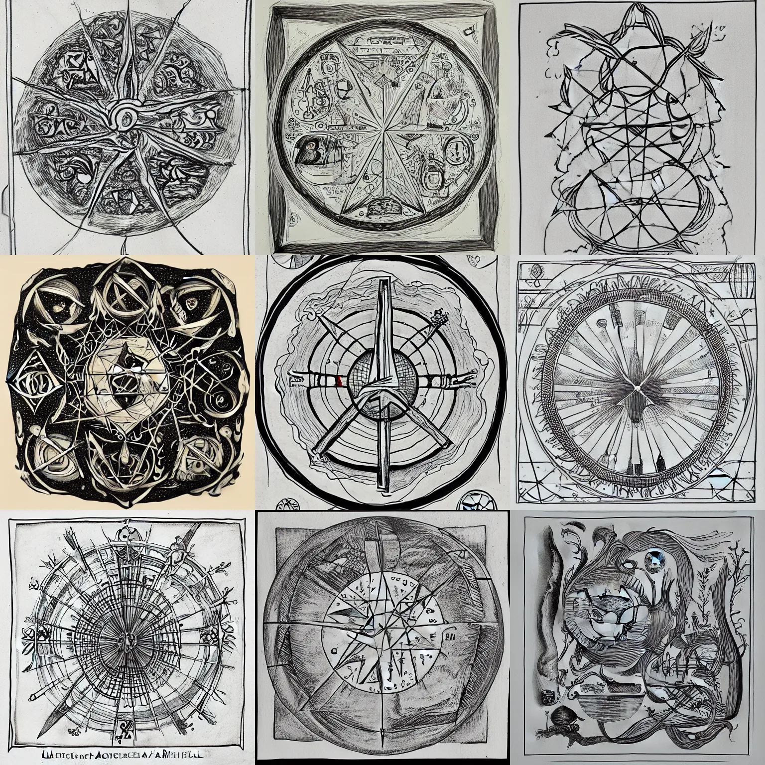 Prompt: alchemical diagram, ink on vellum