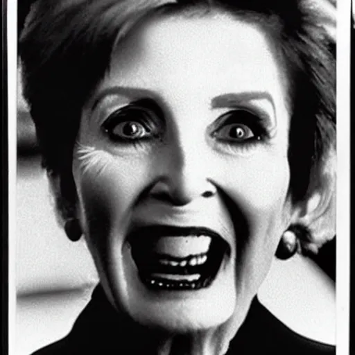 Prompt: found footage of monster that looks like nancy pelosi