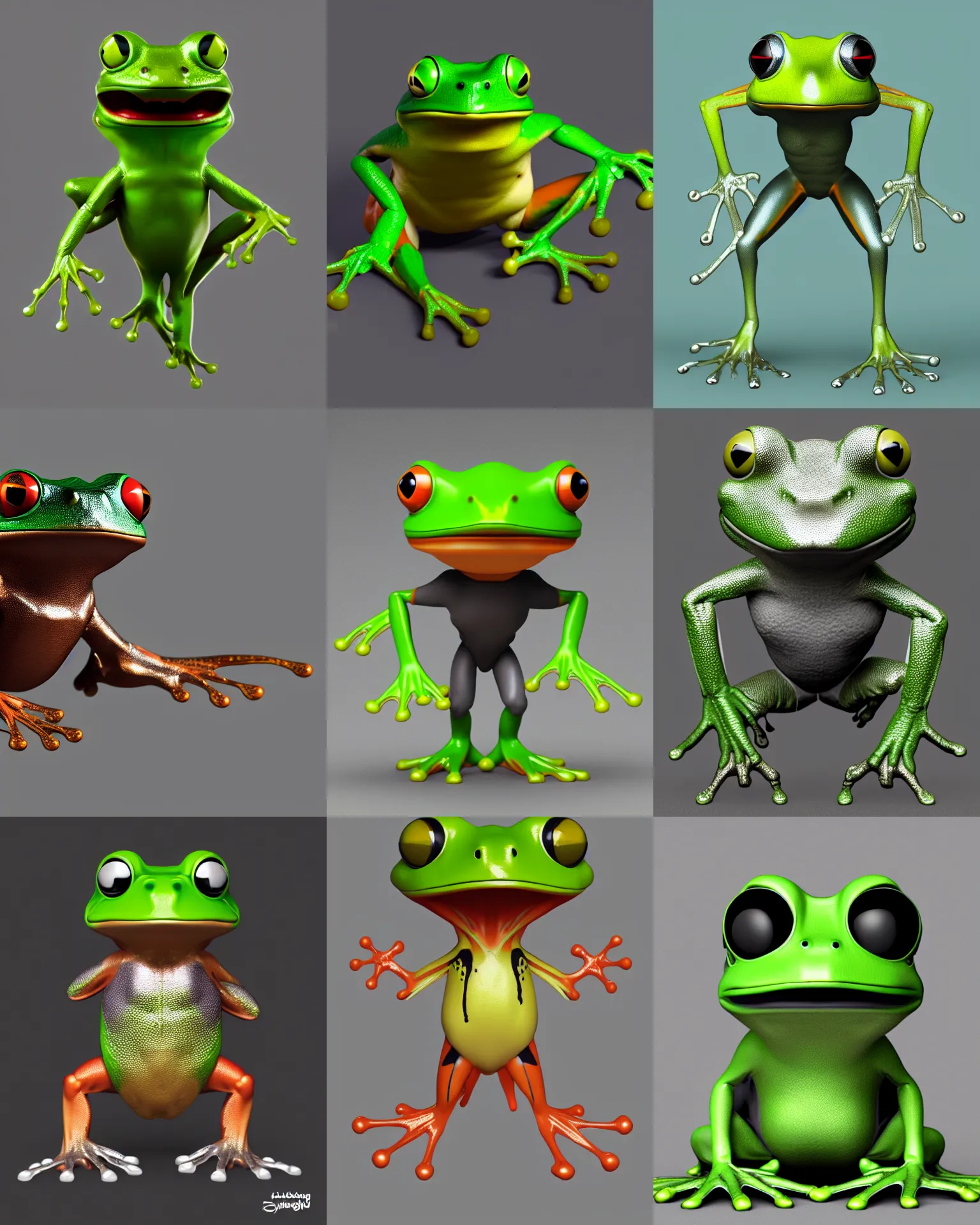 Prompt: full body 3 d render of flying frog as a funko pop!, studio lighting, grey background, single body, no shadow, blender, trending on artstation, 8 k, highly detailed
