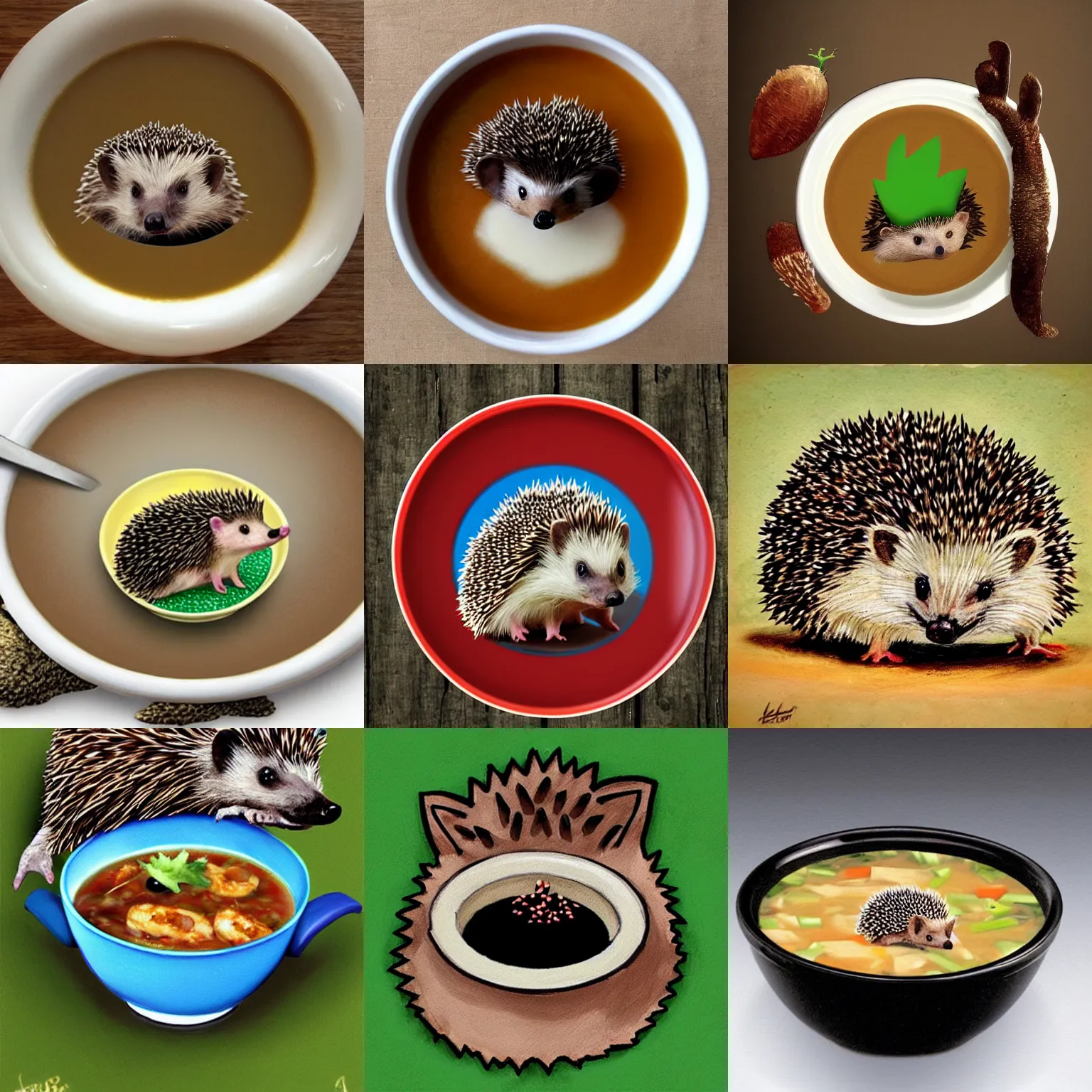 Prompt: Hedgehog soup, hyper realistic