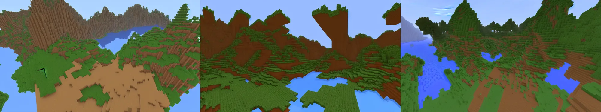 Prompt: lakeside mountains, in minecraft