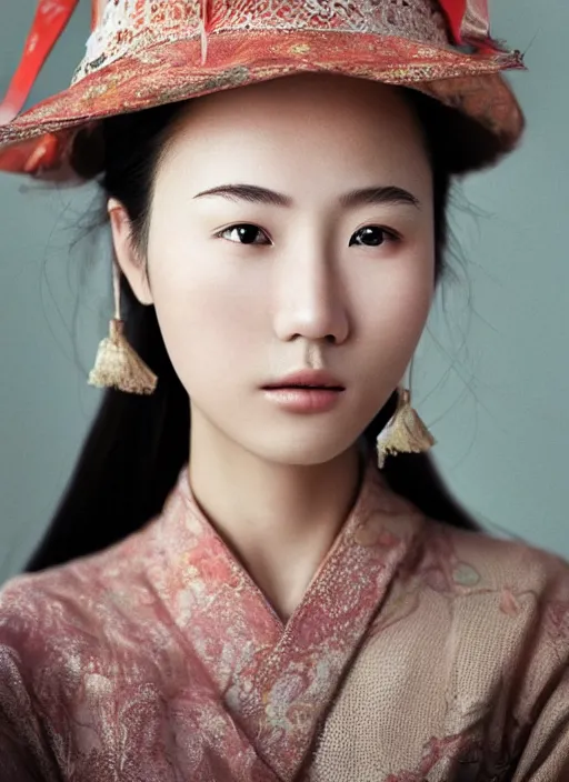 Prompt: portrait of the most beautiful 20-year-old Chinese woman by annie leibovitz, close up, detailed, award winning, Sony a7R