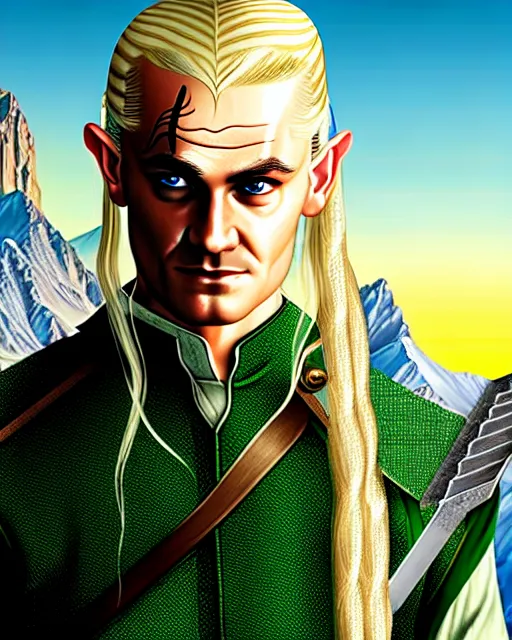 Image similar to Legolas from Lord of the rings in GTA V, Cover art by Stephen Bliss, boxart, loading screen, 8K resolution