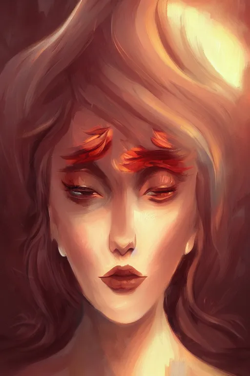 Prompt: a portrait of a beautiful woman with smoke and fire coming out of her eyes, artwork by Lois van Baarle, Loish, a masterpiece