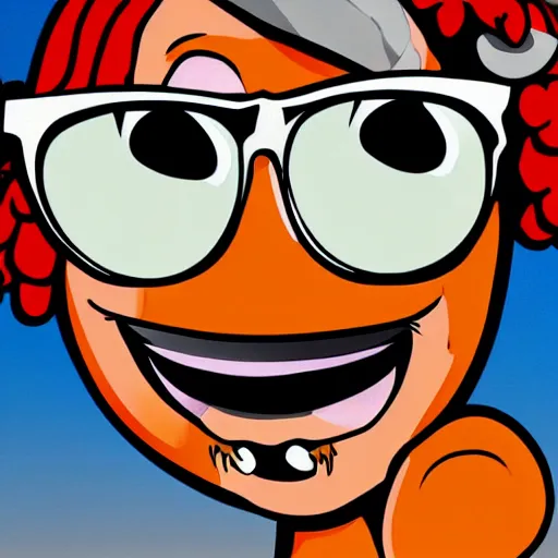 Prompt: a cool carrot wearing glasses by Lichtenstein, digital art, trending on artstation