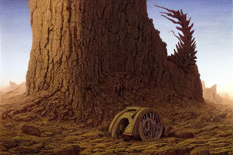 Image similar to intricate, 3 d, sorts wagon, style by caspar david friedrich and wayne barlowe and ted nasmith.