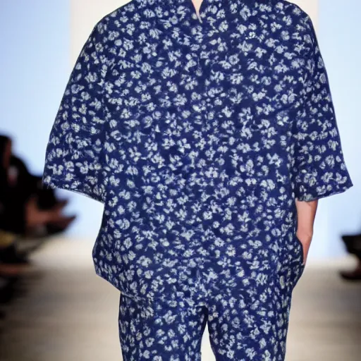 Image similar to brushed loose indigo blue floral motif with negative space inspired by indigo japanese tie dye wgsn trend