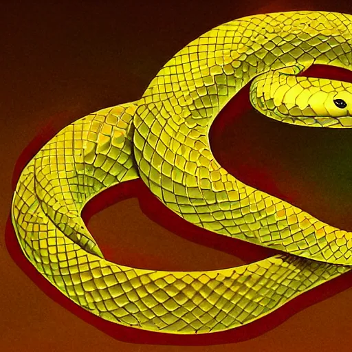 Image similar to yellow snake with red eyes detailed cinematic d & d digital artwork