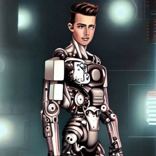 Image similar to a handsome hunky young rebellious man with some subtle cybernetic enhancements