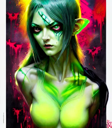 Image similar to a Demon Slayer portrait of Upper Six rank Daki , tall, pale-skinned, and slender woman with lime green eyes and long eyelashes by Stanely Artgerm,Tom Bagshaw,arthur adams,Carne Griffiths,trending on DeviantArt,street art,face enhance,chillwave,maximalist,full of color,glittering