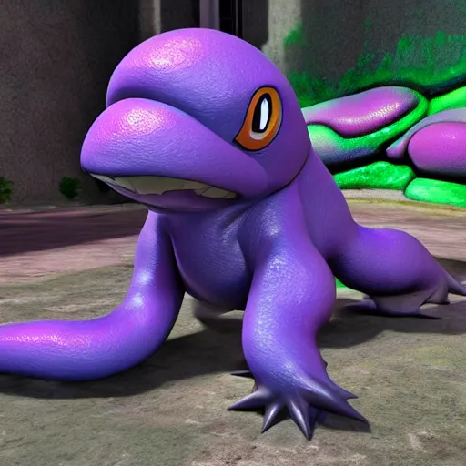 Prompt: the pokemon muk in real life, photorealistic unreal engine 5 render,