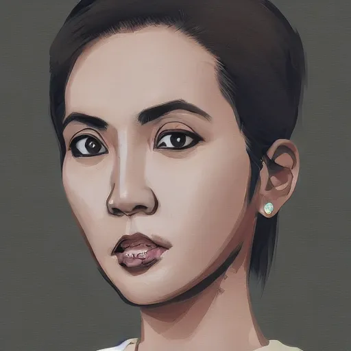 Prompt: Female jokowi, bust portrait, photorealistic, artstation, anime, outfit-of-the-day, instagram, fashion outfit, inspo, street outfit, fashion model, fashion model, ootd, kpop, idol, flcl cover, yoji shinkawa greg rutkowski Craig Mullins Noah Bradley mark arian, selfie, bust portrait, ilya kuvshinov, trending on artstation, artstation hq, very very very beautiful, symmetrical, vignette, photoshop, clip studio paint, paint tool sai, J.C. Leyendecker WLOP