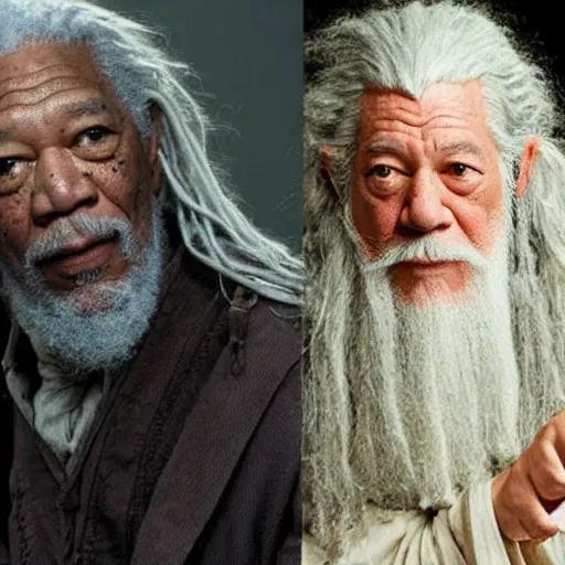 Image similar to Morgan freeman as Gandalf