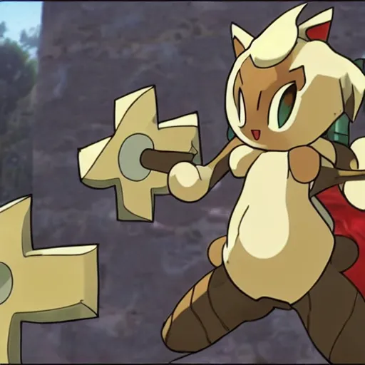 Prompt: photo of meowth from pokemon crucifixion