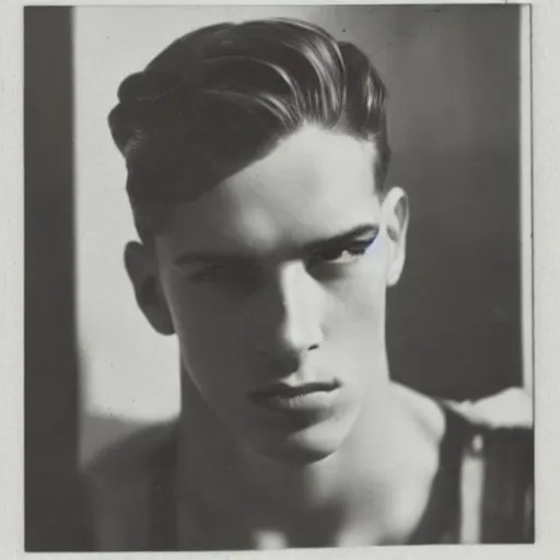 Image similar to a moderately handsome rebellious hot young guy, 1 9 3 8 photo