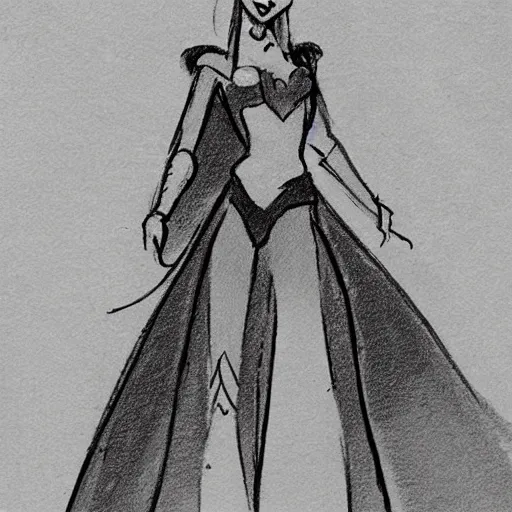 Image similar to milt kahl sketch of victoria justice with curvy body as princess padme from stars wars episode 3