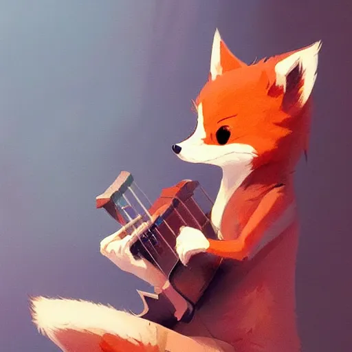 Prompt: anime 🦊 Playing the 🎸 instrument , digital Art, Greg rutkowski, Trending cinematographic artstation