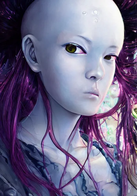 Image similar to beautiful portrait of a slime woman's face by aramaki shinji, amano yoshitaka, junji ito, tsutomu nihei, lilia alvarado, 8 k, hd