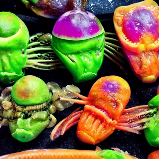 Prompt: photo of alien food