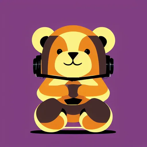 Image similar to podcast vector logo of cute cuddly bear listening to music, podcast, microphone, melodic, dreamy, isometric, adorable, octane render, golden ratio, 4k UHD, iconic design