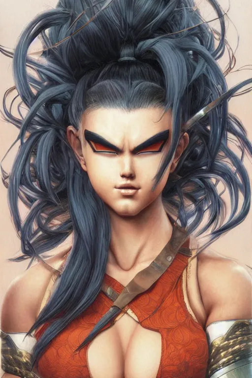 beautiful female saiyan with a ponytail, exquisite