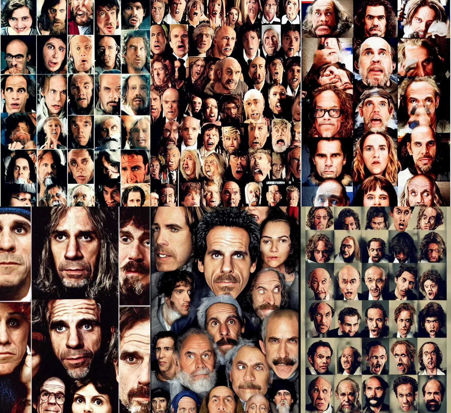 Prompt: movie poster for 'Being John Malkovich' but all the faces are ben stiller