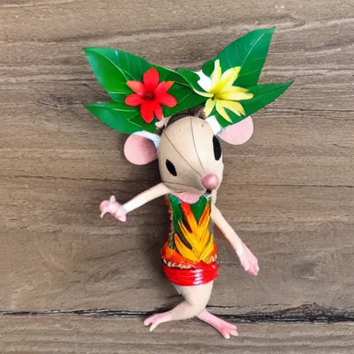 Image similar to hawaii dancing mouse coconut shell and flower crown