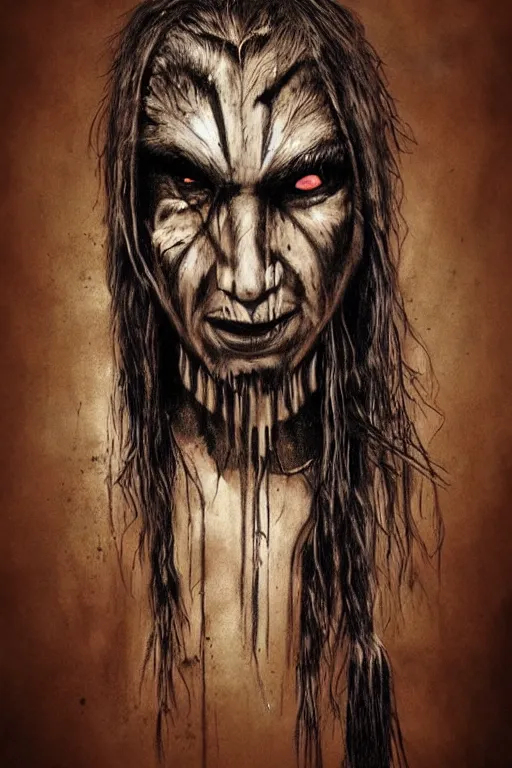 Image similar to mad native american skinwalker artwork by ben templesmith