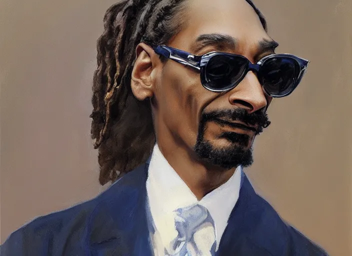 Image similar to a highly detailed beautiful portrait of snoop dogg, by gregory manchess, james gurney, james jean