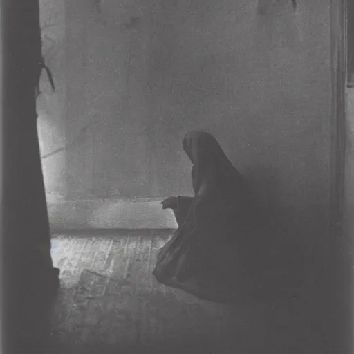 Prompt: ghost in a corner, 1900s picture