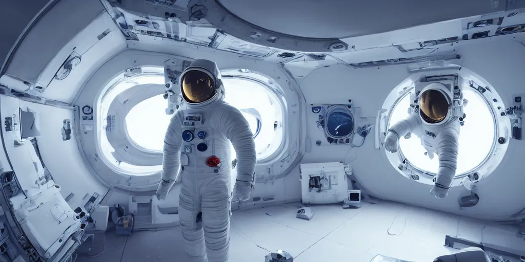 Prompt: a beautiful photo of an astronaut in a loundry room, soft light, morning light, photorealistic, realistic, octane, 8k, cinematic shot