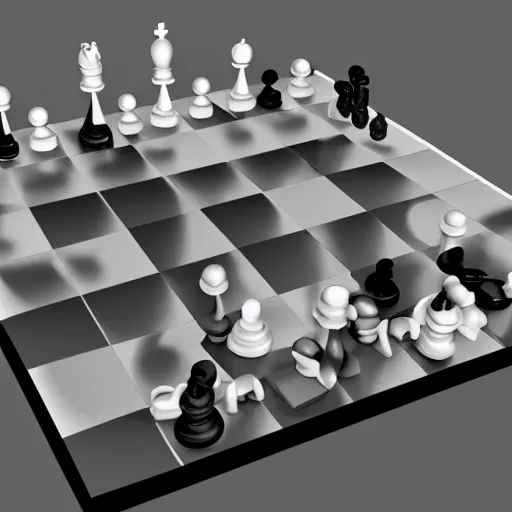 3d Model Of A Chess Board On A Black Background, 3d Render Chess