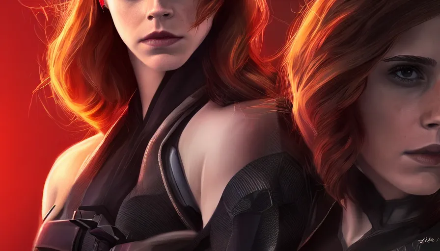 Prompt: Emma Watson as Black Widow, hyperdetailed, artstation, cgsociety, 8k