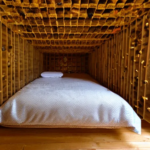 Image similar to bed inside a bee hive chamber