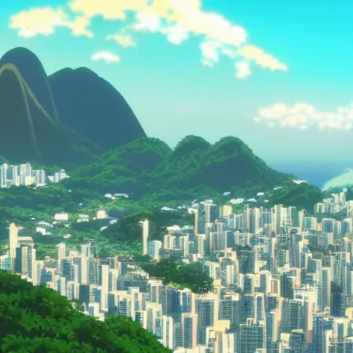 Prompt: rio de janeiro in an anime film, directed by makoto shinkai