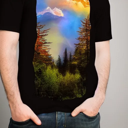 Prompt: Breathtaking nature inspired digital art tshirt trending on redbubble, masterpiece