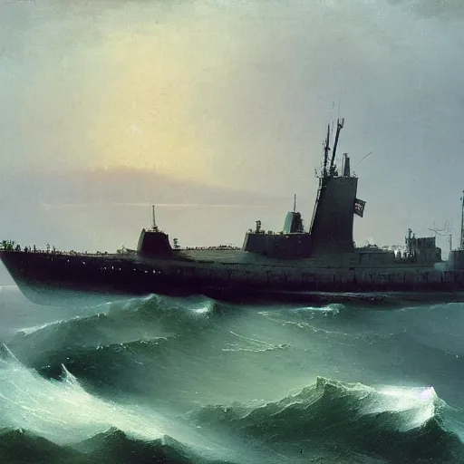 Image similar to uss submarine thresher painting by hubert robert ssn deckhouse skipjack aivazovsky detailed