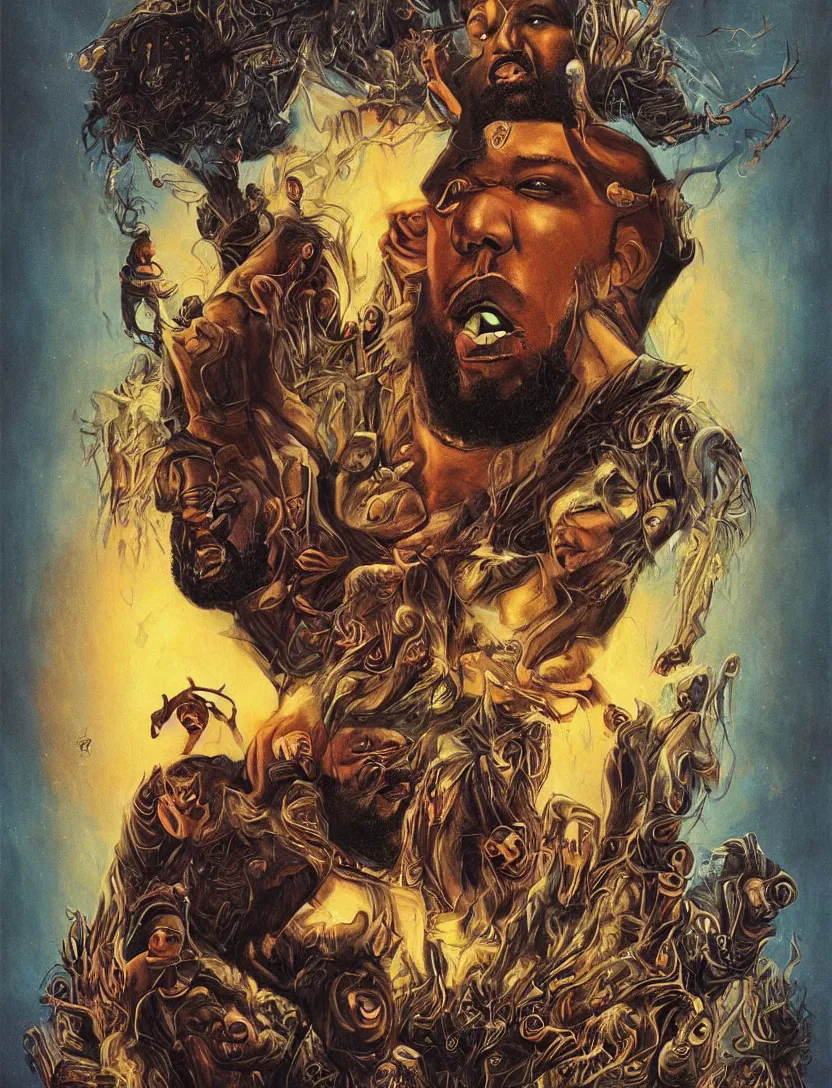 Prompt: a poster for a movie based on the song dj khaled's son by kanye west, dystopian art, apocalypse art, cosmic horror, by esao andrews, vintage, 1 9 8 0 s,