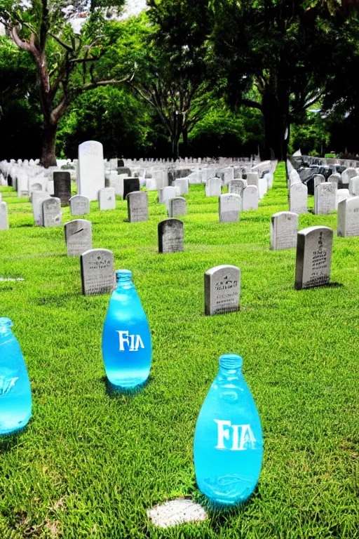 Image similar to graveyard with fiji water bottles replacing gravestones