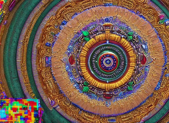 Prompt: hyperrealism, detailed textures, photorealistic 3 d render, a briliantly coloured beautiful tibetan mandala, ultra realistic, ultra high pixel detail, cinematic, intricate, cinematic light, concept art, illustration, art station, unreal engine 8 k