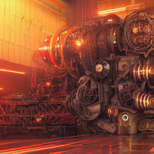 Image similar to album art, tripmachine, album is called tripmachine, photo of a huge futuristic dieselpunk generator inside a steampunk machinery, 8 k, fluorescent colors, halluzinogenic, multicolored, exaggerated detailed, front shot, 3 d render, octane