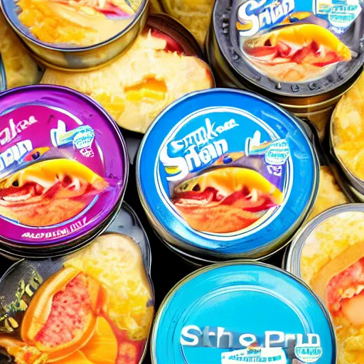 Image similar to Can of Shark SPAM, high quality photo advertisement