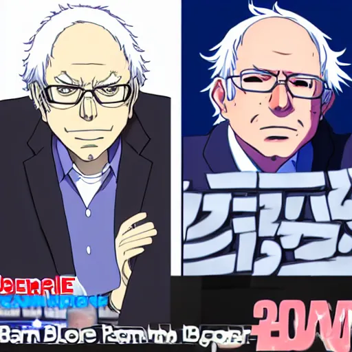 Image similar to bernie sanders as an anime protagonist