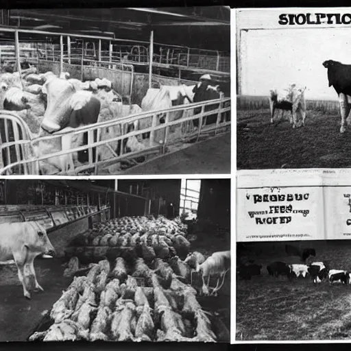 Newspaper pictures of cows and chickens on strike over | Stable ...